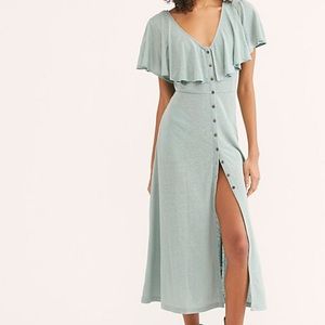 FREE PEOPLE Beach Messenger Midi button Madewell J Crew maxi Dress linen XS 2